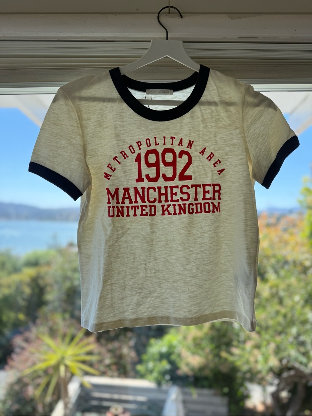 Zara White & Navy '1992 Manchester' Graphic Ringer Tee